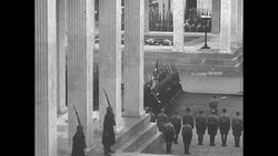 Goose-stepping soldiers at 1924 Beer Hall Putsch anniversary ceremony in Munich News Clip