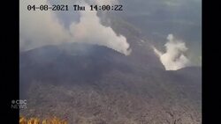 Smoke rises from La Soufrière volcano on St. Vincent News Clip
