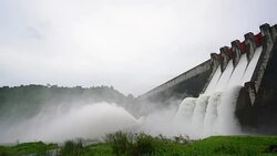 Dam with floodgate. Stock Footage