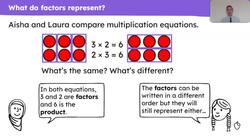 Explain what each factor represents in a multiplication equation Instructional Video