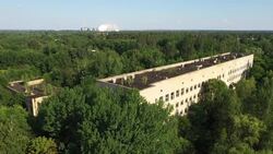 Drone aerial shots around Pripyat News Clip