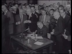 Lyndon B. Johnson signs the Civil Rights Act of 1964, Luther King present, African Americans voting Stock Footage