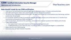 CISM Certification Domain 1: Information Security Governance Video Boot Camp 2019 - How to approach studying for the CISM exam and study plans Instructional Video