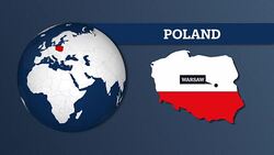 Earth Sphere Map and Poland Country Map with National Flag Stock Footage