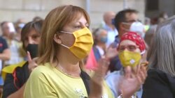CLEAN : Demonstration in Barcelona after top Spain court upholds Catalan president's disqualification News Clip