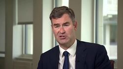 Justice Secretary David Gauke saying the government recruited 3500 extra prison officers to reduce violence in prison, and they need extra security to stop drugs coming in Stock Footage
