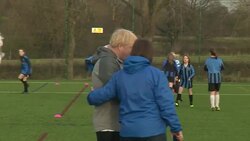 Boris Johnson PM plays football with U10 girls team during visit to Seashell Trust News Clip