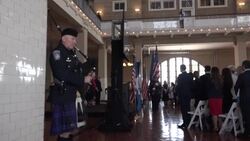CLEAN : New US citizens take oath of allegiance at Ellis Island News Clip