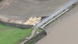 Aerials of Whaley Bridge reservoir and damaged dam News Clip