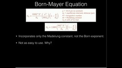 Born-Lande Equation: Sample Calculation Instructional Video