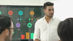 Businessman presentation and meeting team together, middle east or transcontinental region centered on western asia. concept of gathering partnership, negotiation and deal partners. Stock Footage