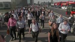SLO MO CS Commuters going to work Stock Footage