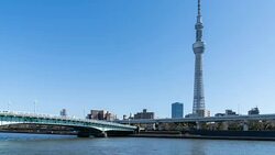4K Time-Lapse : Tokyo sky tree and Sumida River Stock Footage