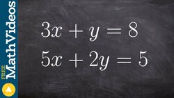 How do we solve a system of linear equations using elimination 3x+y=8, 5x+2y=5 Instructional Video