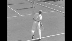 Doubles tennis with US champion Ellsworth Vines and Groucho Marx vs. British champion Fred Perry and Charlie Chaplin, celebrities watch News Clip