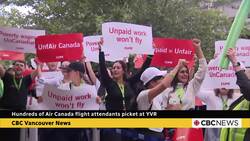 Hundreds of Air Canada flight attendants picket in Vancouver News Clip
