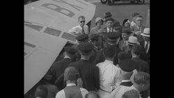 Scottish aviator Jim Mollison landing at airfield in Pennfield, New Brunswick, Canada, after transatlantic flight from Ireland News Clip