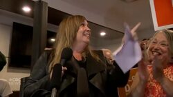 NDP candidate Leila Dance thanks supporters in Elmwood-Transcona News Clip