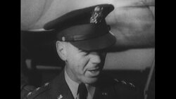United States, 1950s: James Van Fleet exits plane Stock Footage