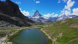 Zermatt's Peak: Drone Tour of the Mighty Matterhorn Stock Footage