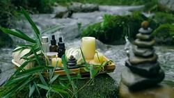 Spa materials in nature Stock Footage