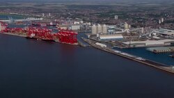 Aerials of Liverpool's Mersey Docks News Clip