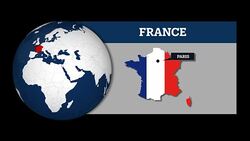 Earth Sphere Map and France Country Map with National Flag Stock Footage