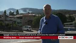 CBC News reports from northern Israel as Hezbollah rockets set off fires News Clip