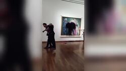 Climate change activists strike at Klimt painting in protest News Clip