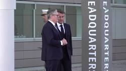 Starmer and Macron leave Northwood following the signing of migrant returns scheme News Clip