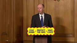 Professor Chris Whitty, Chief Medical Officer for England, answers questions at Downing Street press briefing News Clip