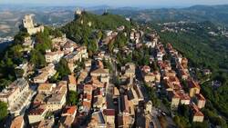 The Medieval Charm of San Marino Explored by Drone Stock Footage