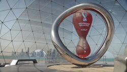Large sculpture of the 2022 World Cup logo on display in Qatar News Clip