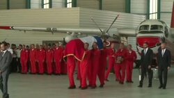 CLEAN : Castaner attends ceremony for pilot killed tackling blaze News Clip