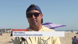 Beachgoers stay on shore in Manasquan as Erin heads out to sea News Clip