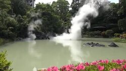 Hot spring in Beppu Oita, Japan (Geothermal Spa) Stock Footage