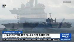 US fighter jet falls off aircraft carrier News Clip