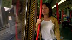 Young beautiful woman traveling by train Stock Footage