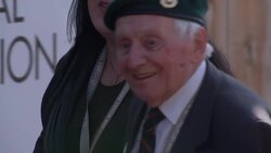 Veterans arriving for remembrance service at the Cathedral of Bayeux News Clip