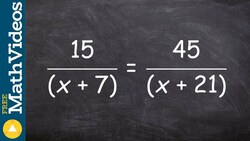 Learn how to solve a proportion by applying the cross product ex 15, 15/(x+7) = 45/(x+21) Instructional Video