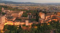 Granada's Alhambra Palace: Drone Views of Andalusia's Masterpiece Stock Footage