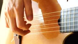 Musician playing classic guitar Stock Footage