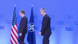 CLEAN : NATO chief greets US Secretary of State Antony Blinken at Brussels meeting on Ukraine News Clip