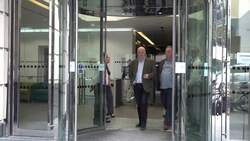 Mick Lynch leaves the Department for Transport in Westminster News Clip