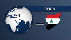 Earth Sphere Map and Syria Country Map with National Flag Stock Footage