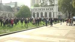 Hospitality workers protesting in Parliament Square News Clip