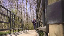 Man running on a forest Stock Footage