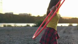 girl with Hoop in nature Stock Footage