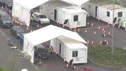 UK: Drive through coronavirus testing centre in Brighton News Clip