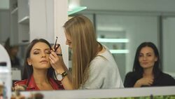 Beautiful girl in a beauty salon Stock Footage